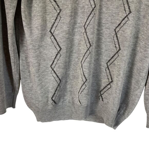 Arslanb Triko Men's V-Neck Sweater Large Light Gray Zigzag Pattern - Picture 9 of 9
